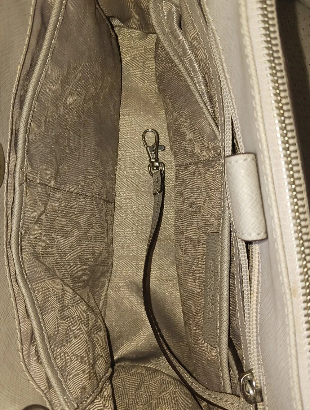 Michael Kors Light Gray Saffiano Leather Satchel